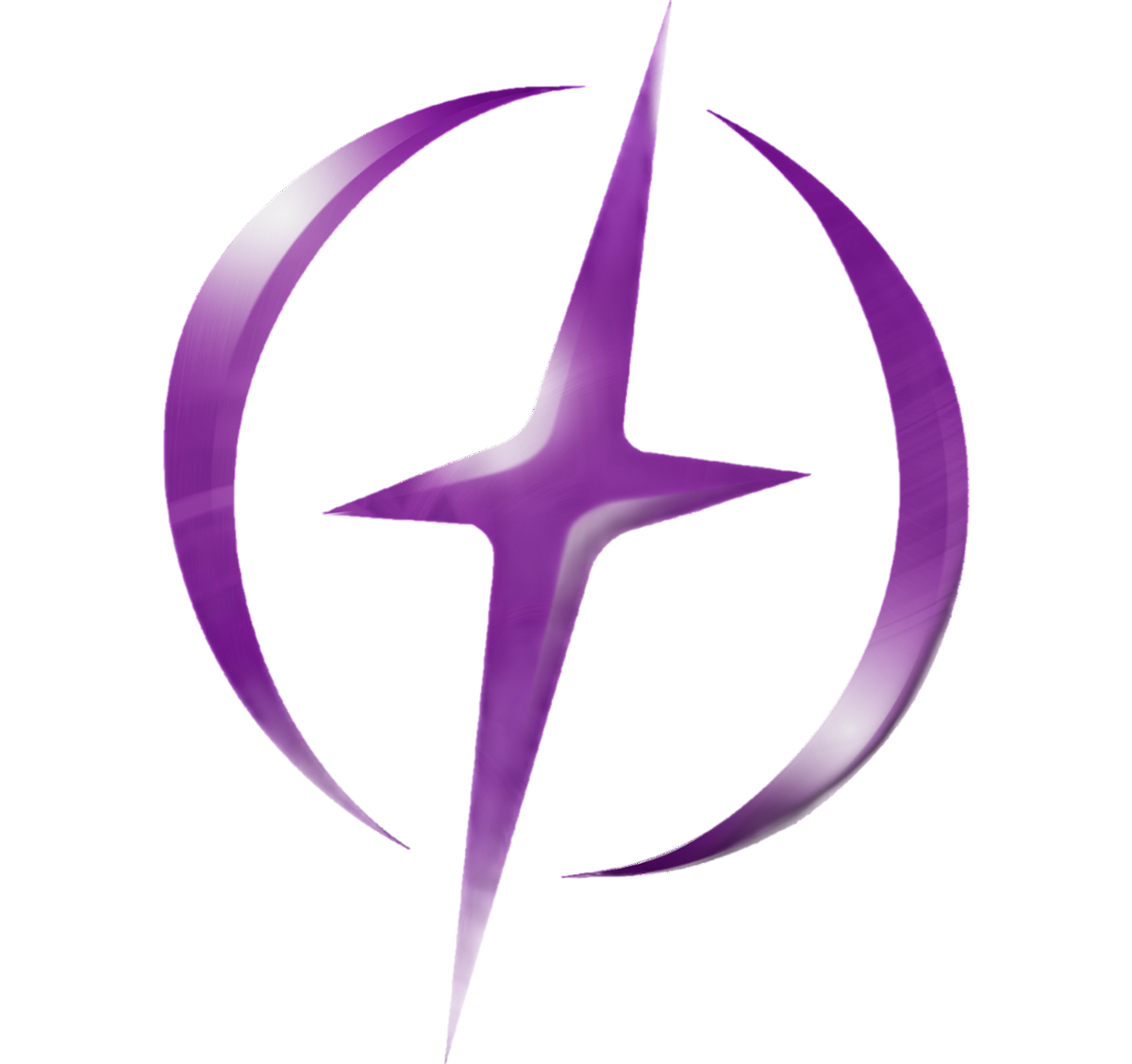 Purple star-like symbol on a white background