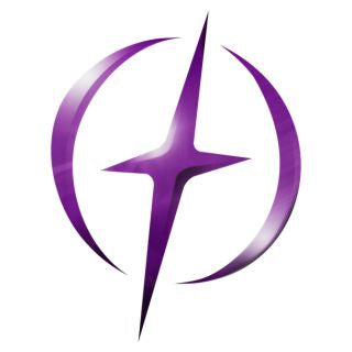 Purple star-like symbol on a white background
