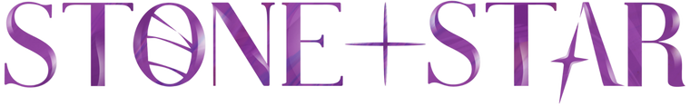 The logo for Stone + Star, featuring the brand name in a stylized purple font with a circular emblem inside the letter 'O'.